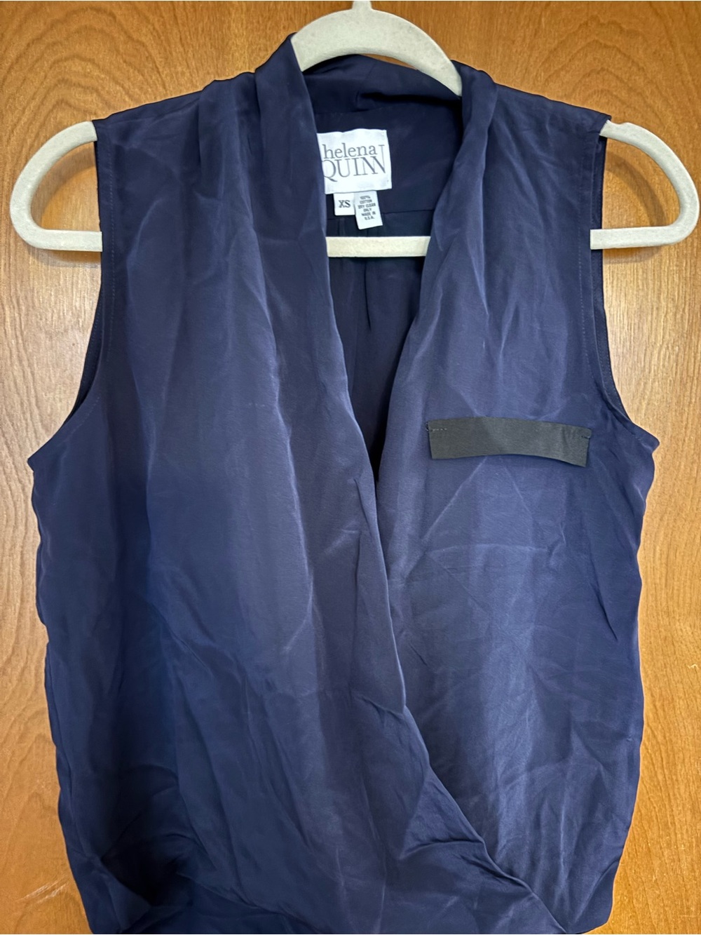 Quinn Navy Sleeveless Wrap Top